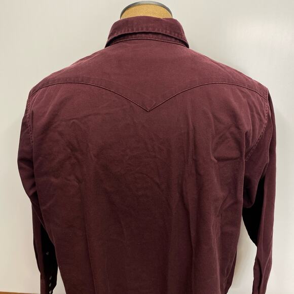 Vintage 90's Wrangler Western Shirt Men's 19 x 36 Big Pearl Snap‎ Long Tails USA - Picture 6 of 9